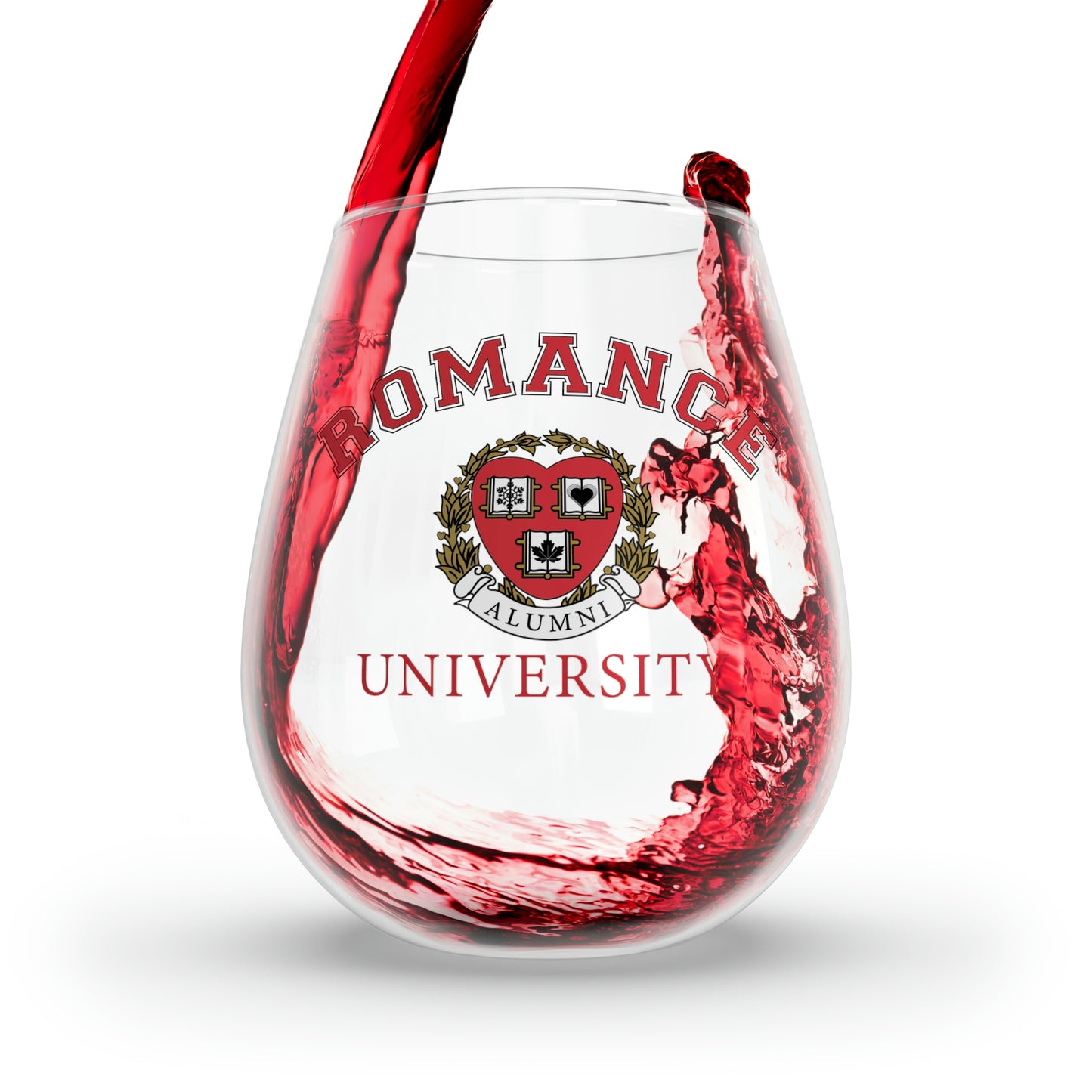 Romance University Stemless Wine Glass, 11.75oz