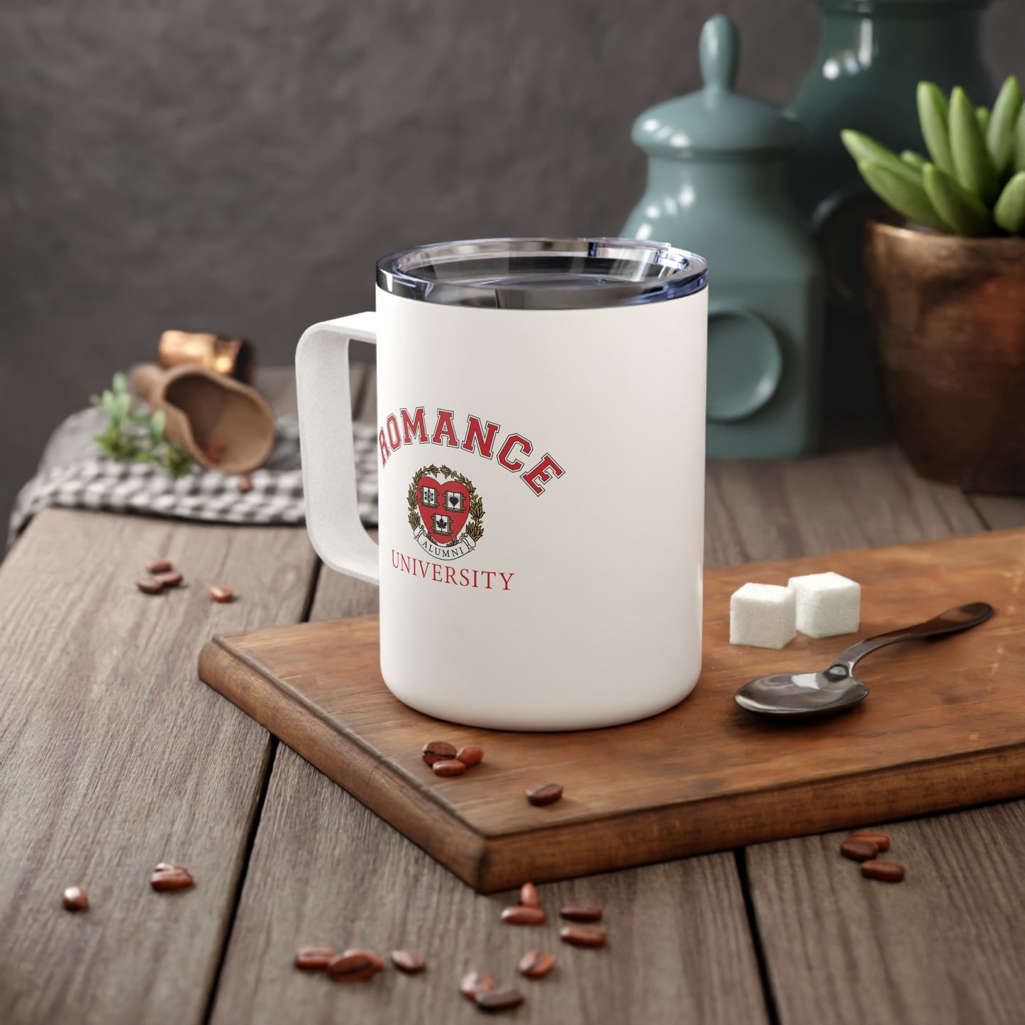 Romance University-Insulated Coffee Mug, 10oz