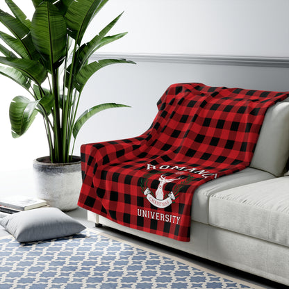 Romance University-Buffalo Plaid Sherpa Fleece Blanket